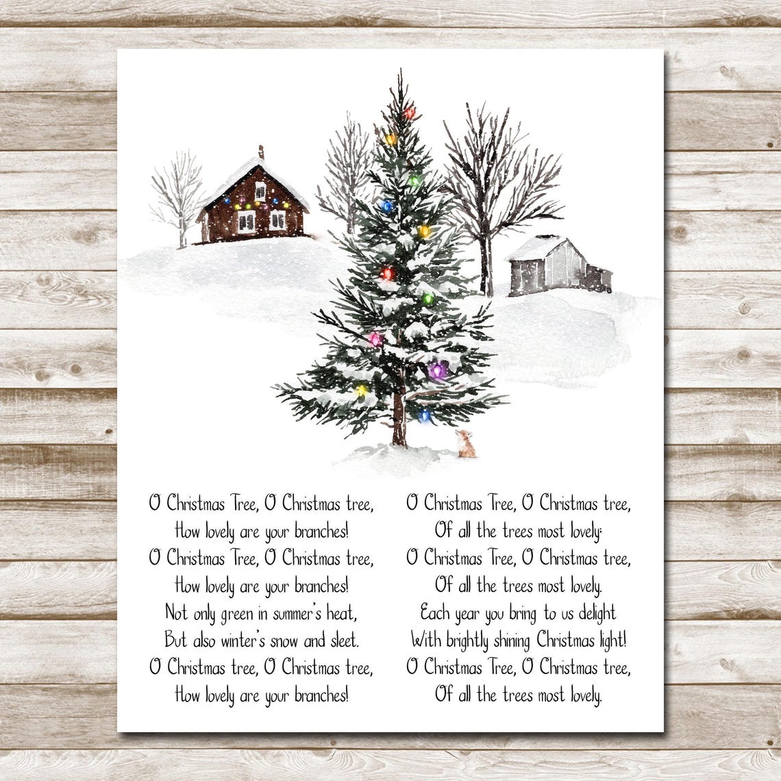 O Christmas Tree Christmas Song Sign 5x7 8x10 11x14 16x20 Farmhouse Holiday Music Print Christmas Carol Diy Decor Winter Print - Image 4