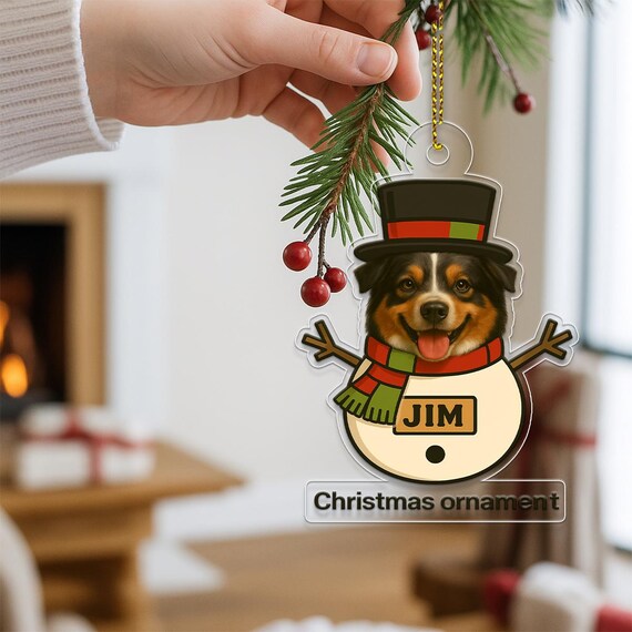 Custom Australian Shepherd Snowman Christmas Ornament Poster