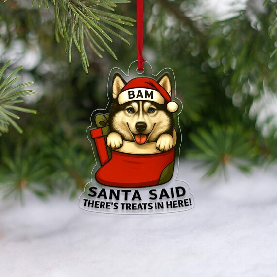 Personalized Husky Christmas Holiday Stocking Ornament Name Print