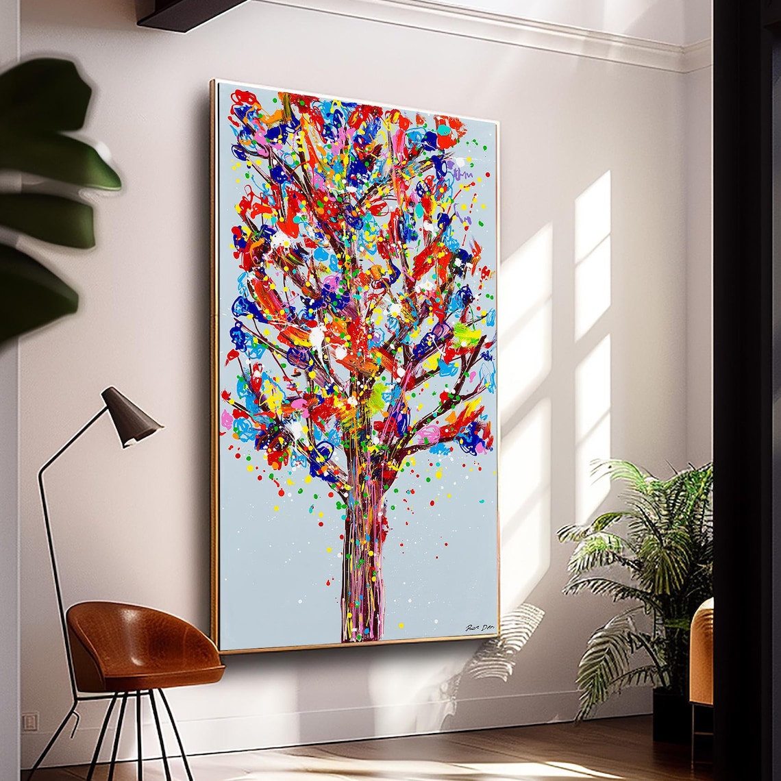 Colorful Confetti Tree Poster Vertical Whimsical Splashy Foliage - Image 5
