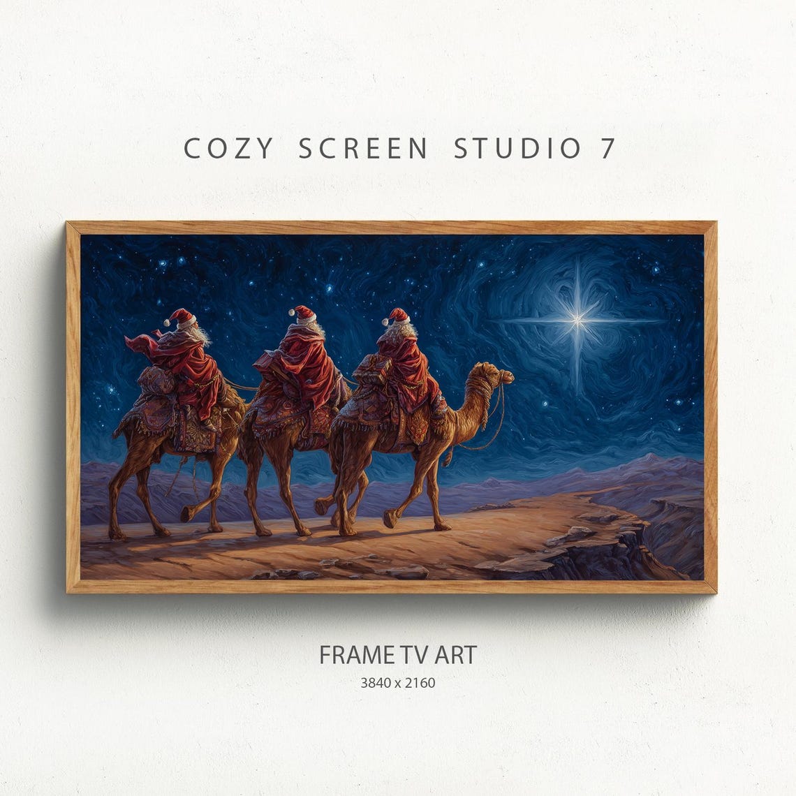 Three Santa Wise Men Frame Tv Art Funny Christmas Painting