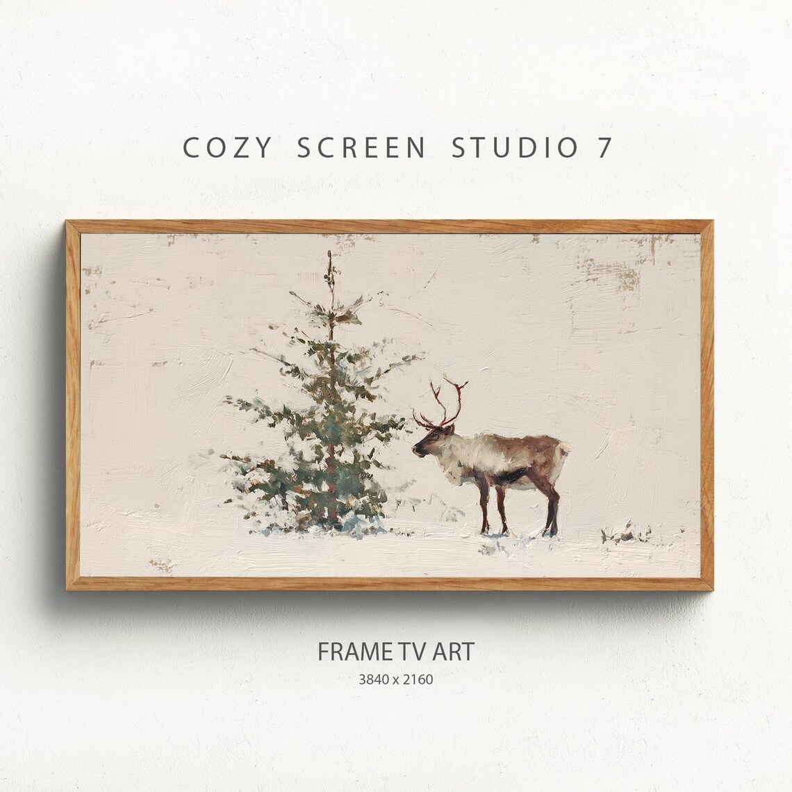Minimalist Reindeer Art Print, Neutral Christmas Decor