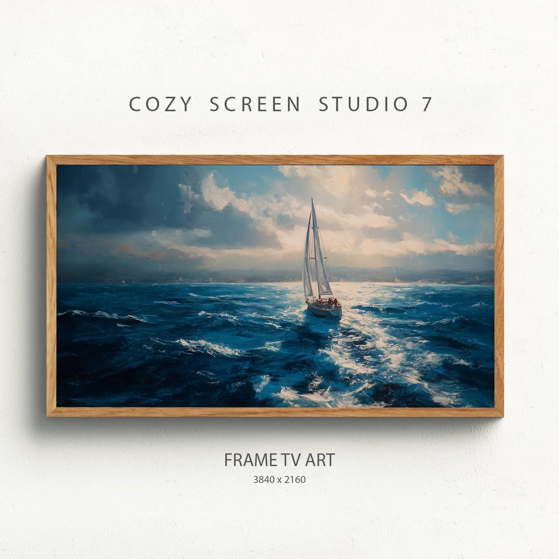 Sailboat Ocean Waves Dramatic Seascape Sailing Oil Painting Poster