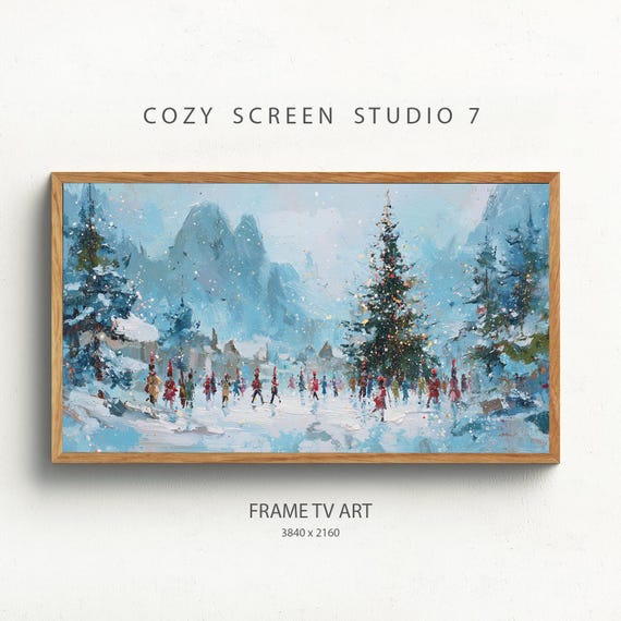 Impressionist Winter Wonderland Frame Tv Art Snowy Christmas Town