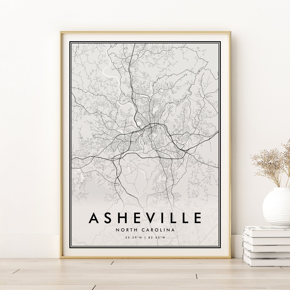 Asheville Map Print, North Carolina Retro Poster