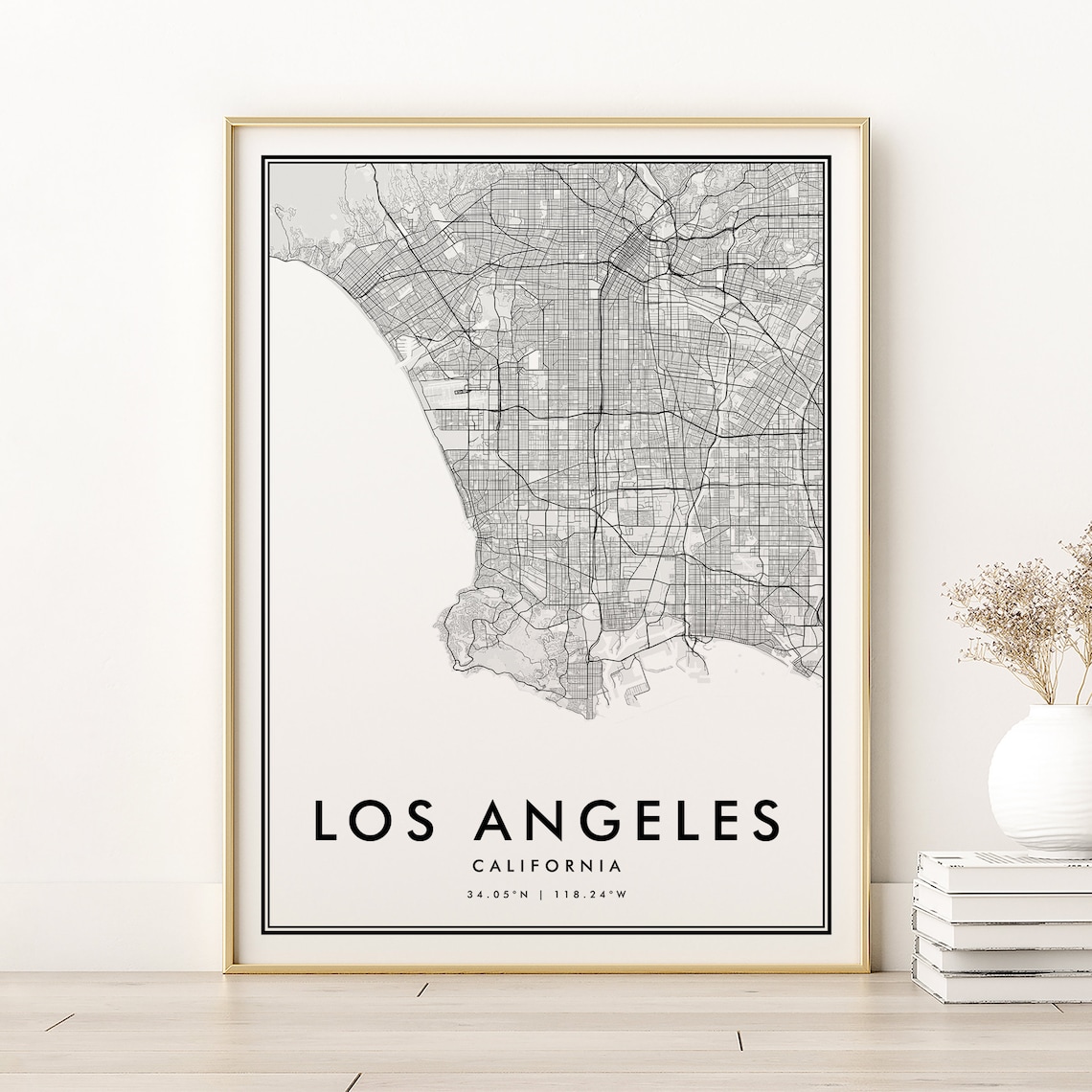 Los Angeles Map Print, Retro City Poster