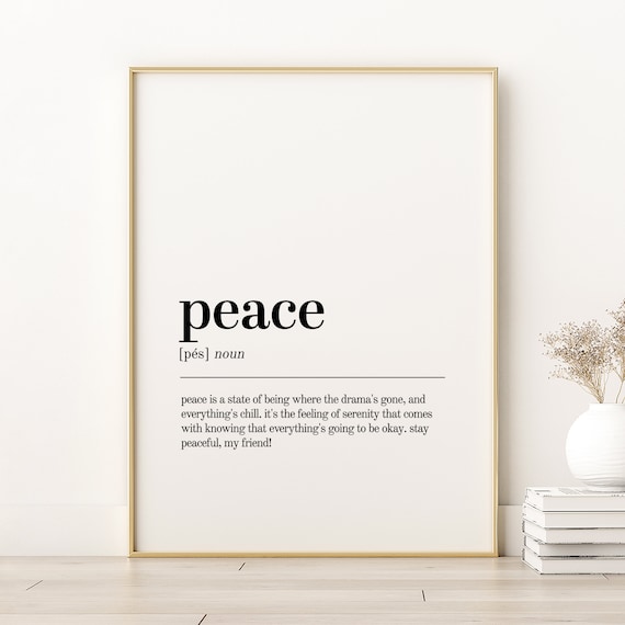 Peace Definition Print, Minimalist Modern Art Print