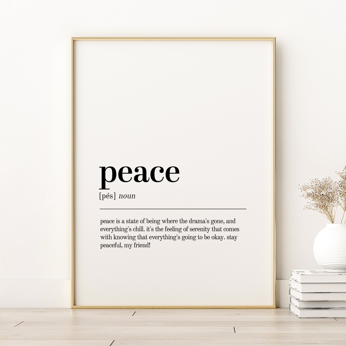 Peace Definition Print, Minimalist Modern Art Print