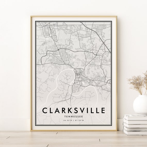 Clarksville Map Print Tennessee Travel Poster