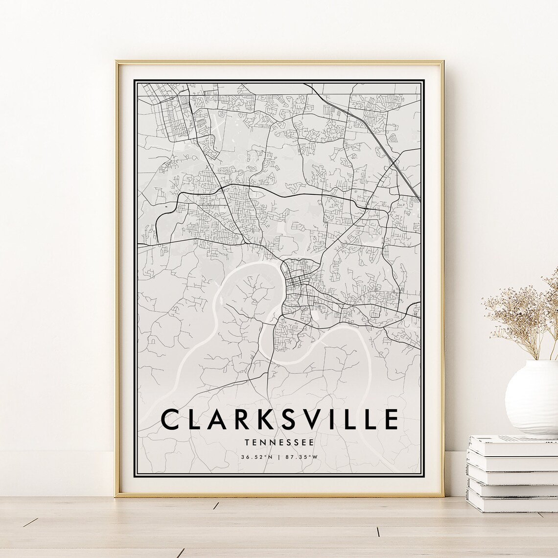 Clarksville Map Print Tennessee Travel Poster