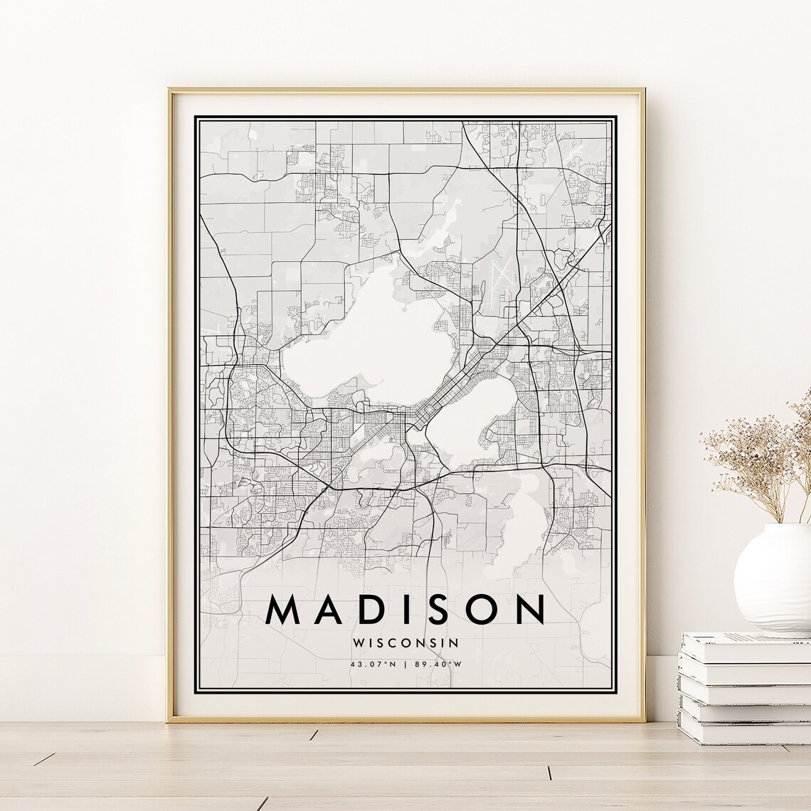 Madison Map Print, Wisconsin Travel Poster