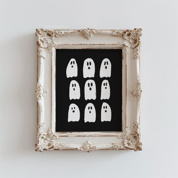 Prints Halloween Home Decor Cute Ghost Print Wall Art Prints Black White Halloween Art Prints Ghost Decor Wall Print