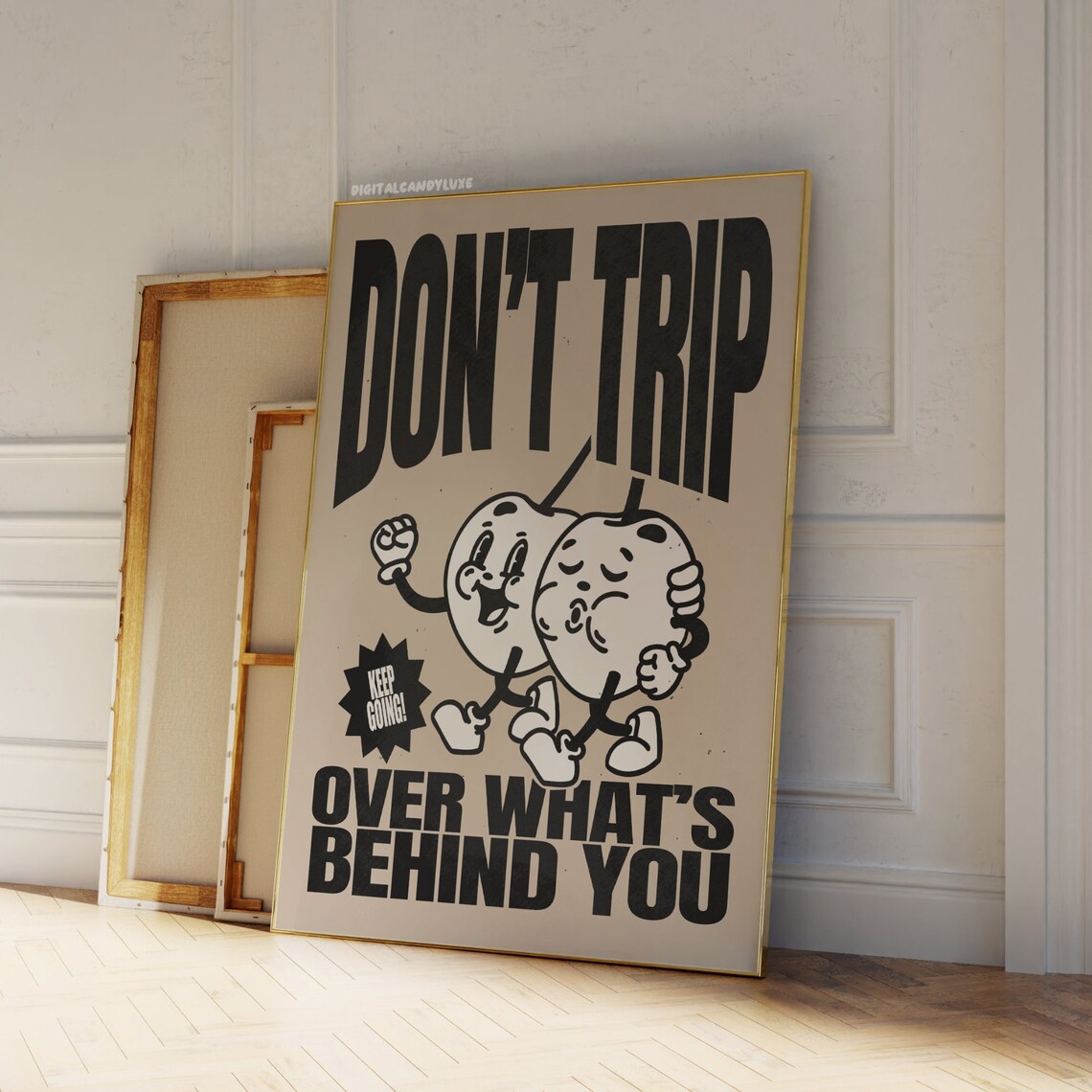Don’t Trip Retro Poster, Black and White Wall Decor