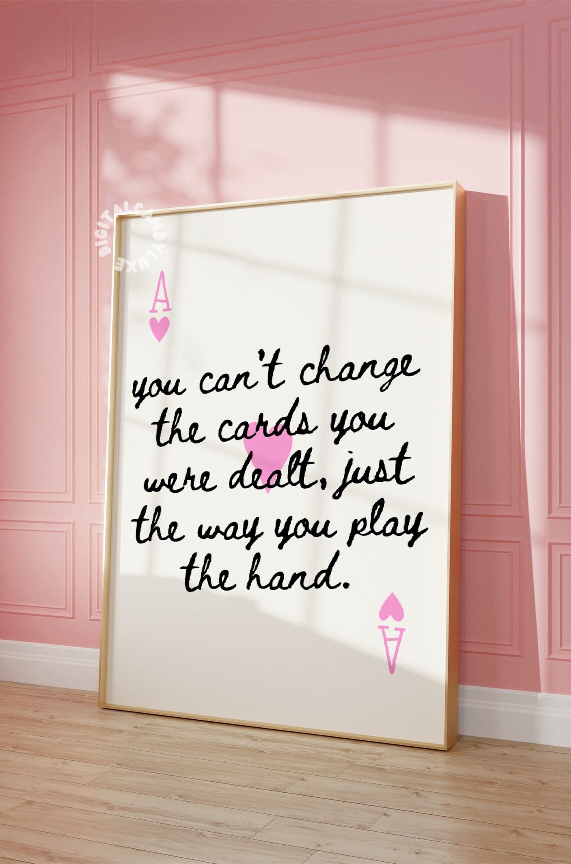 Retro Playing Card Poster, Pink Preppy Aesthetic