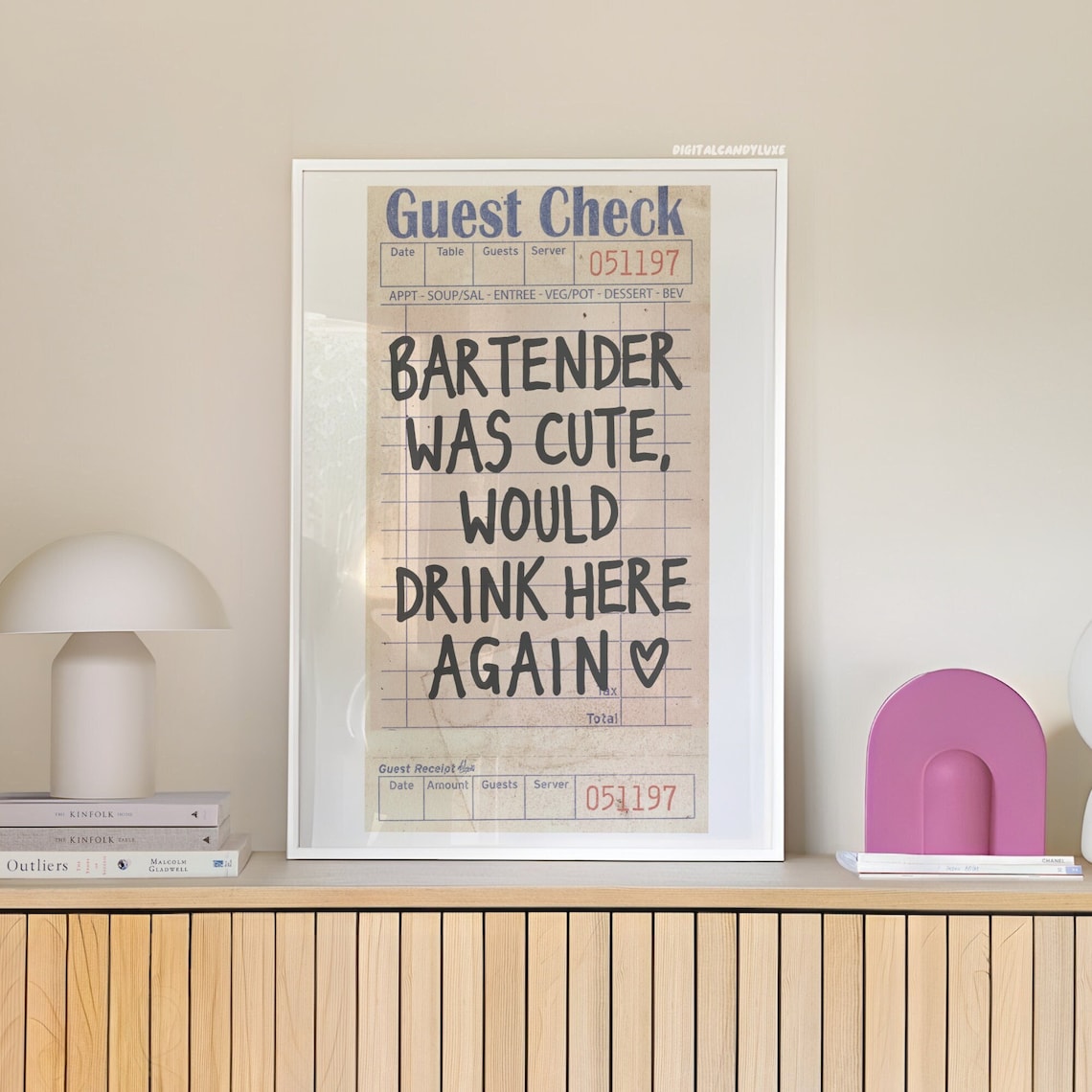 Bartender Was Cute Kitchen Art Print, Aesthetic Decor