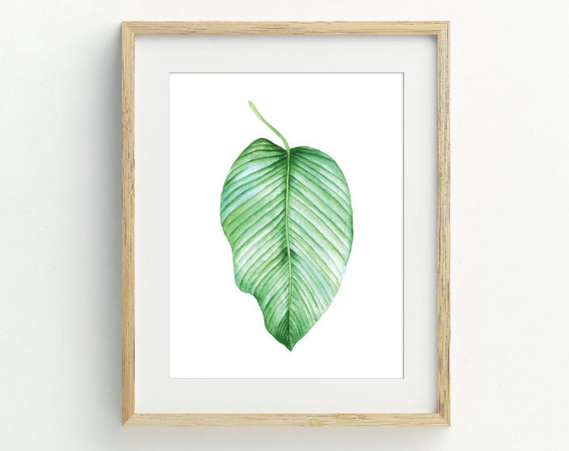 Leaf Art Print Tropical Leaf Wall Decor Instant Art Banana Leaf Watercolor Art Minimalist Botanical Art