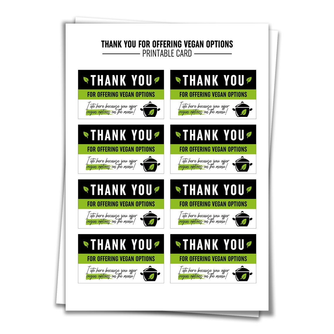 Thank You For Vegan Options Restaurant Leave Behind Cards Print - Image 2