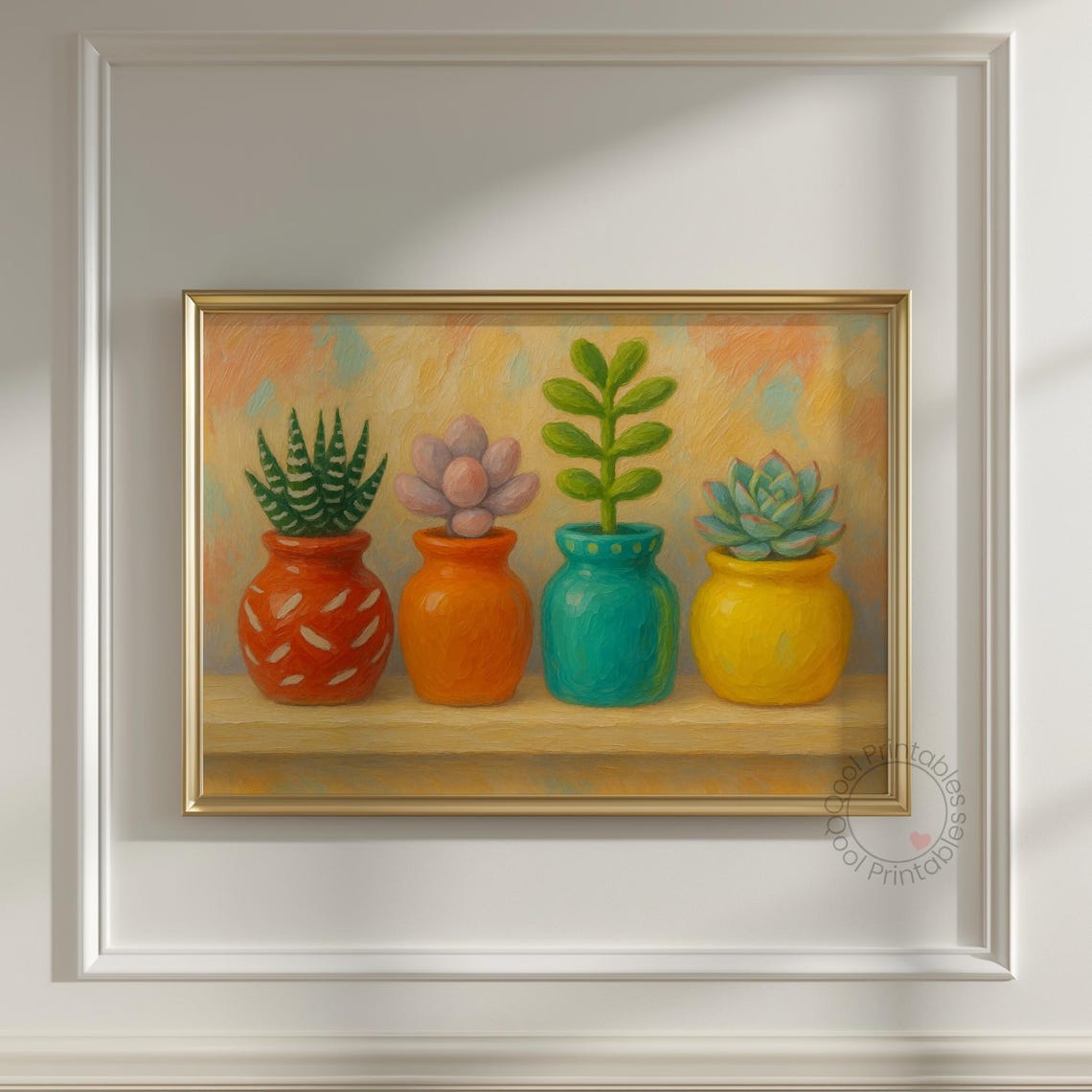 Succulent Art Print Potted Plant Wall Landscape Botanical Illustration Home Decor Kitchen