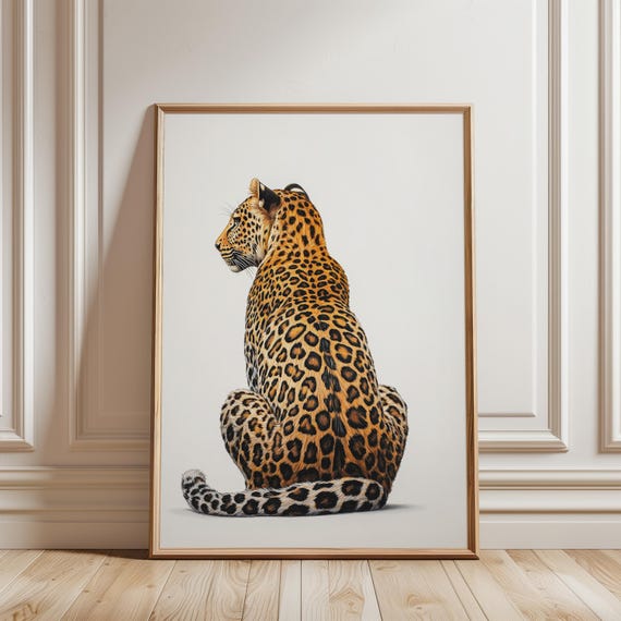 Cheetah Sitting Art Poster Print Wall Trendy Preppy Animal Artwork