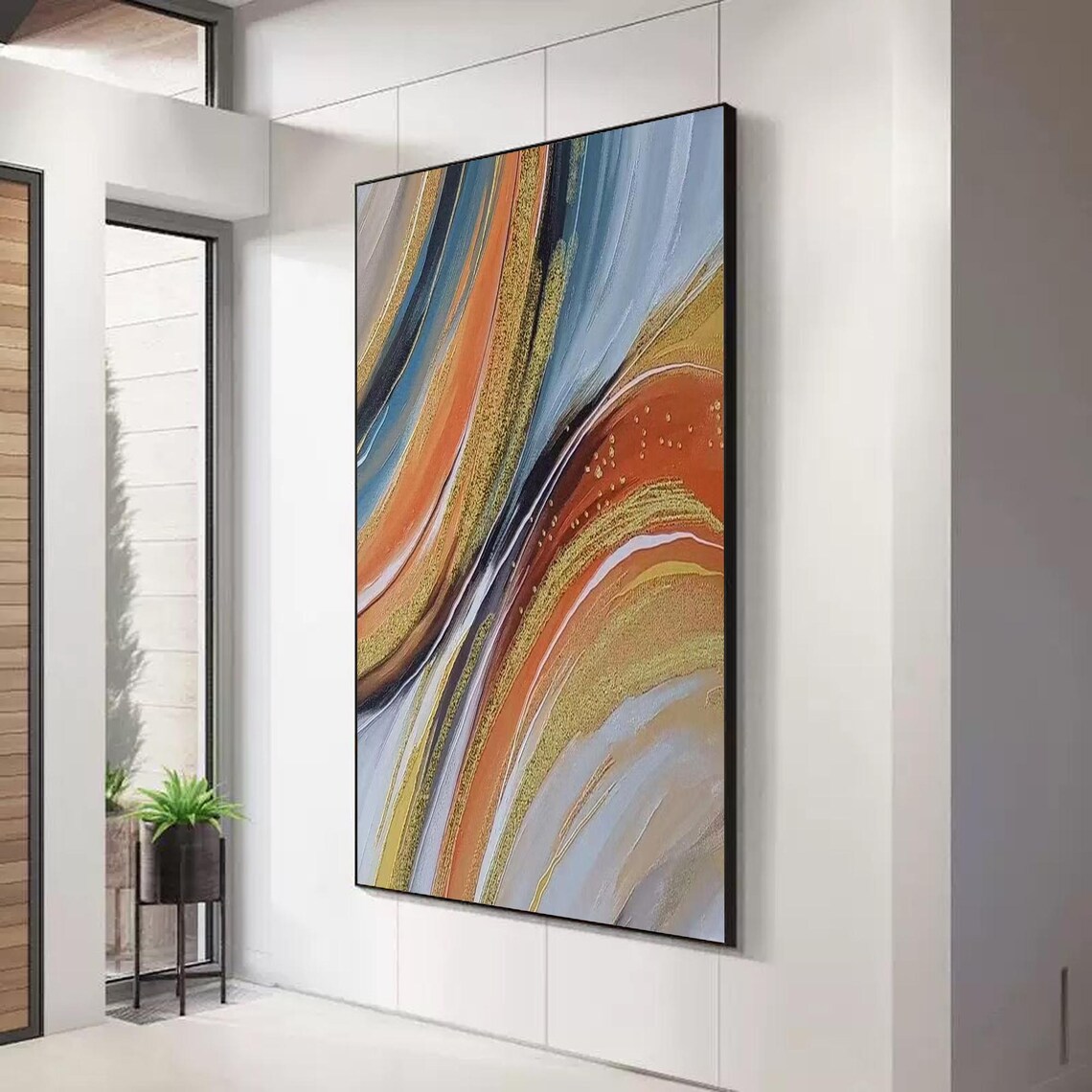 Gold Abstract Wall Art, Contemporary Painting - Image 4