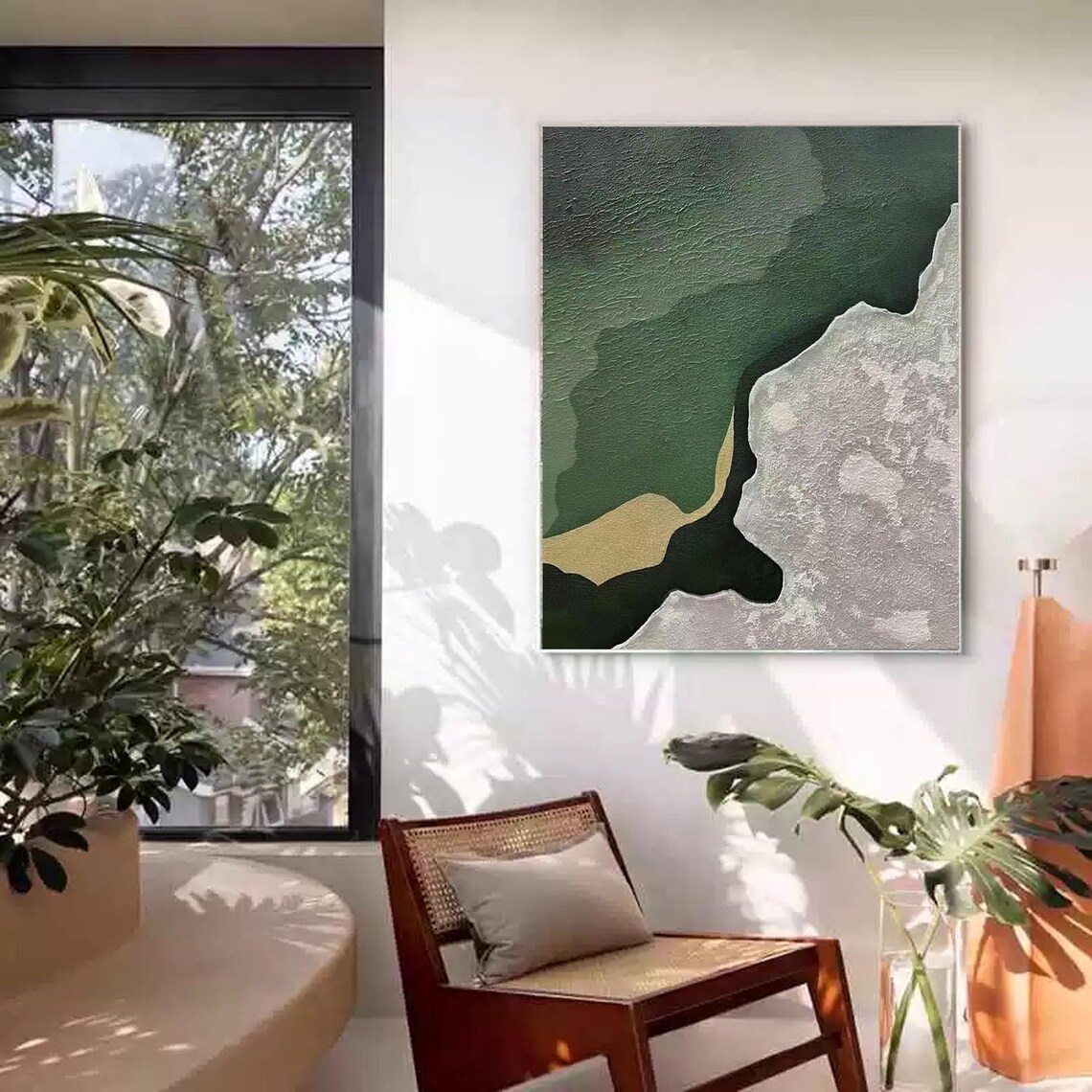Abstract Textured Wall Art, Sage Green Minimalist - Image 2