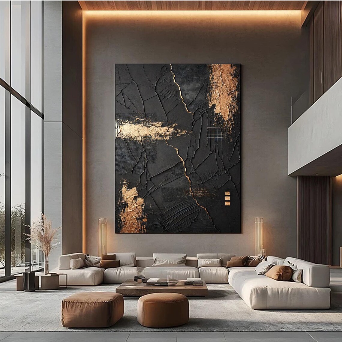 Black Gold Abstract Geometric, Modern Luxury Art Print
