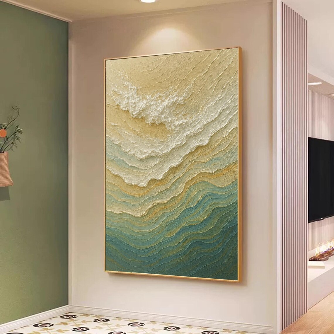 Abstract Coastal Wave, Textured Ocean Painting - Image 3