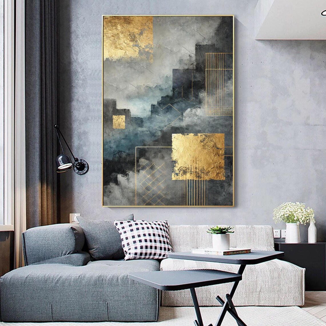 Abstract Geometric Textured Painting, Luxury Decor - Image 4