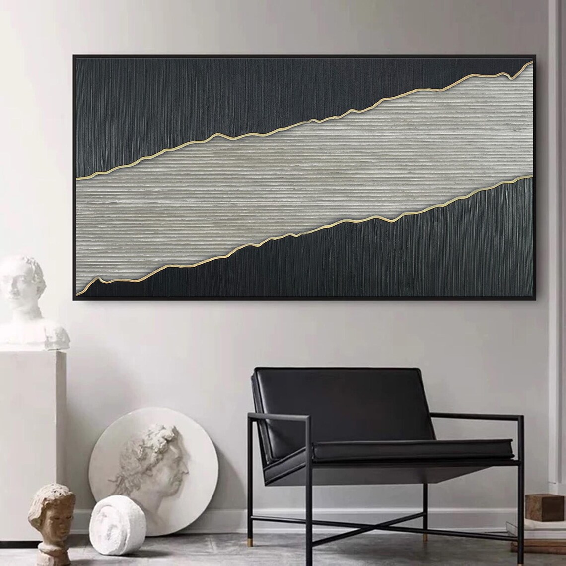 Minimalist Abstract Geometric Painting, Modern Line Art - Image 3