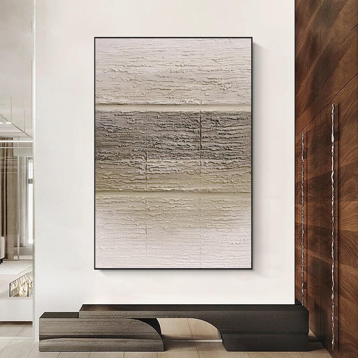 Brown Abstract Wabisabi Painting, Japandi Decor - Image 2
