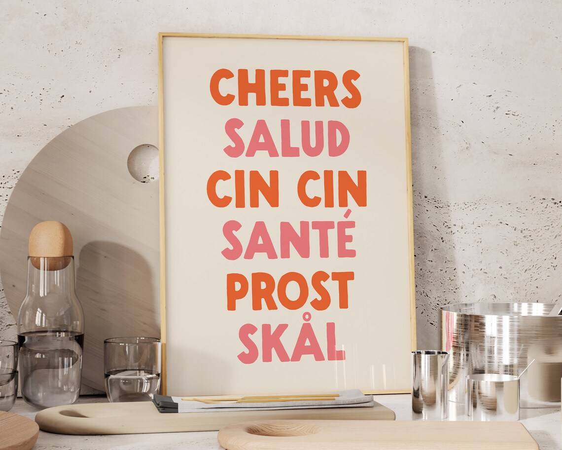 Cheers Trendy Bar Cart Kitchen Decor Art Print - Image 3