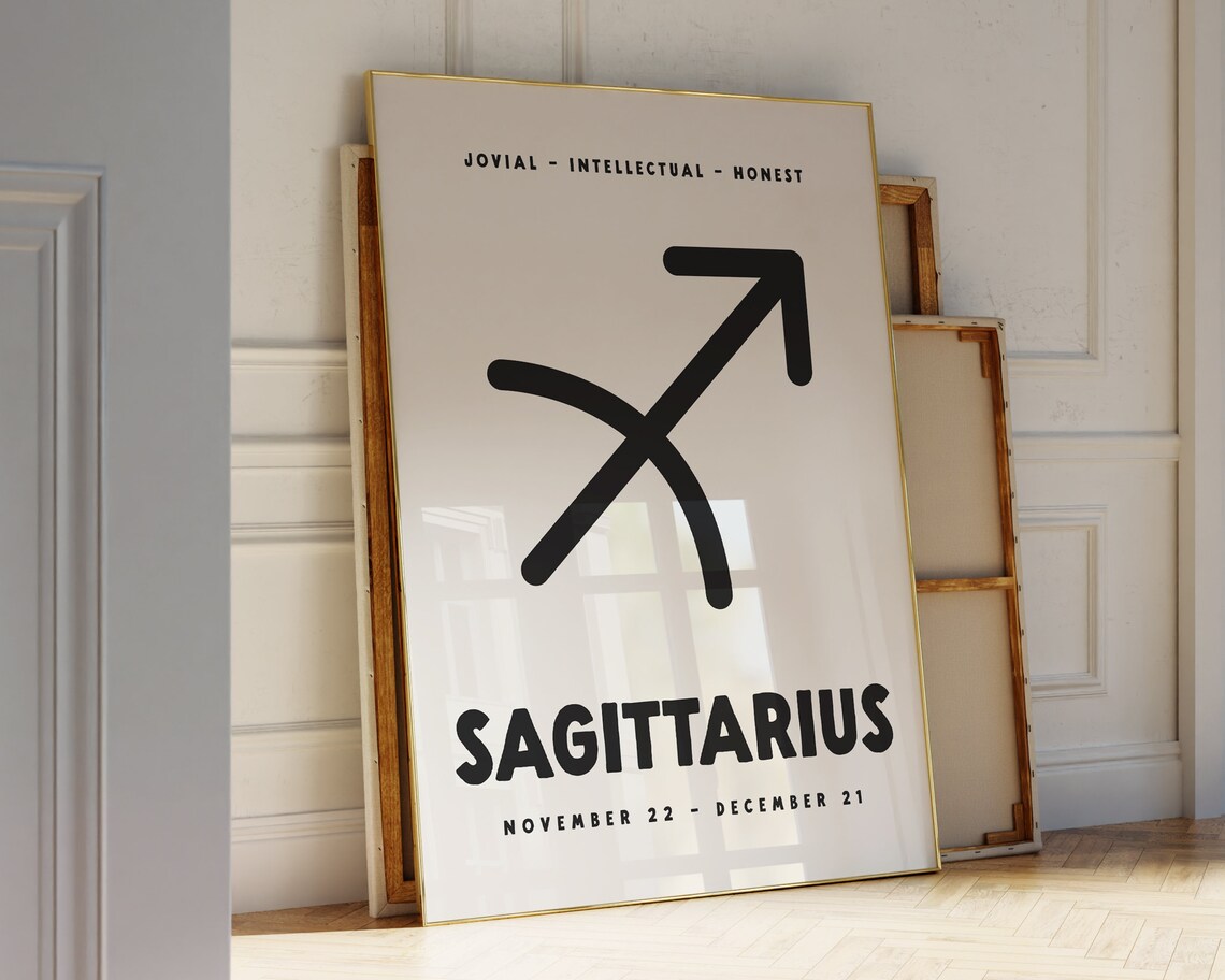 Sagittarius Zodiac Symbol Bold Black Cream Minimalist Astrology Poster - Image 3