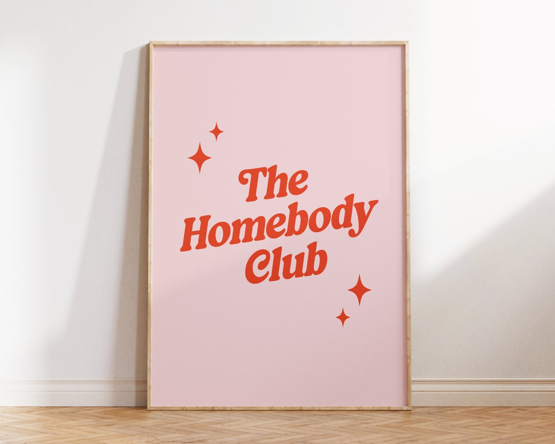 The Homebody Club Pink Retro Typography Cozy Night In Poster