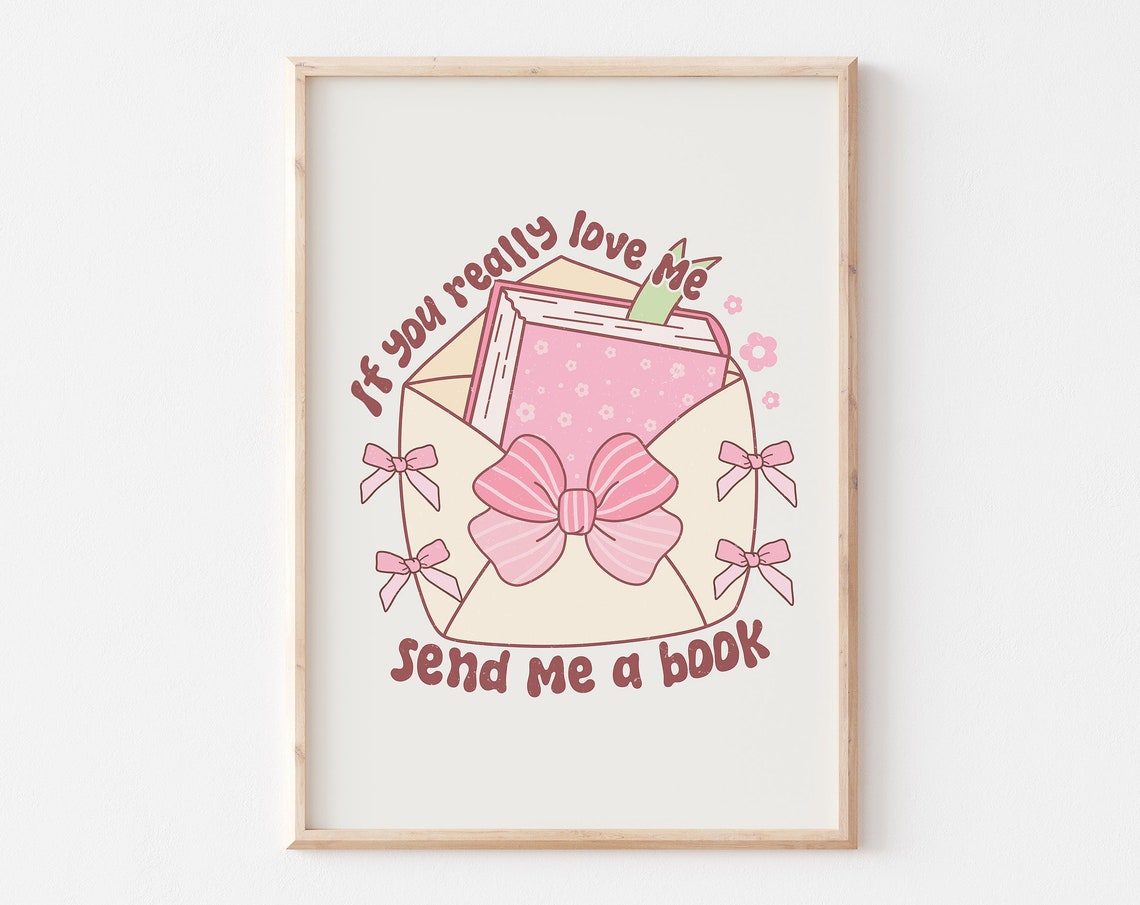 Coquette Bookish Girl Send Me A Book Pink Bow Envelope Poster