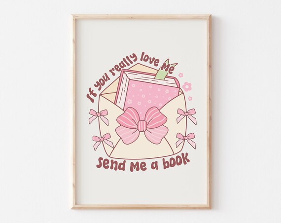 Coquette Bookish Girl Send Me A Book Pink Bow Envelope Poster