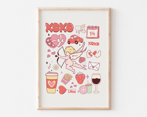 Retro Red Valentine Print Trendy Cute Valentines Day Art Retro Classic Valentines Day Png Groovy Valentines Sublimation Png