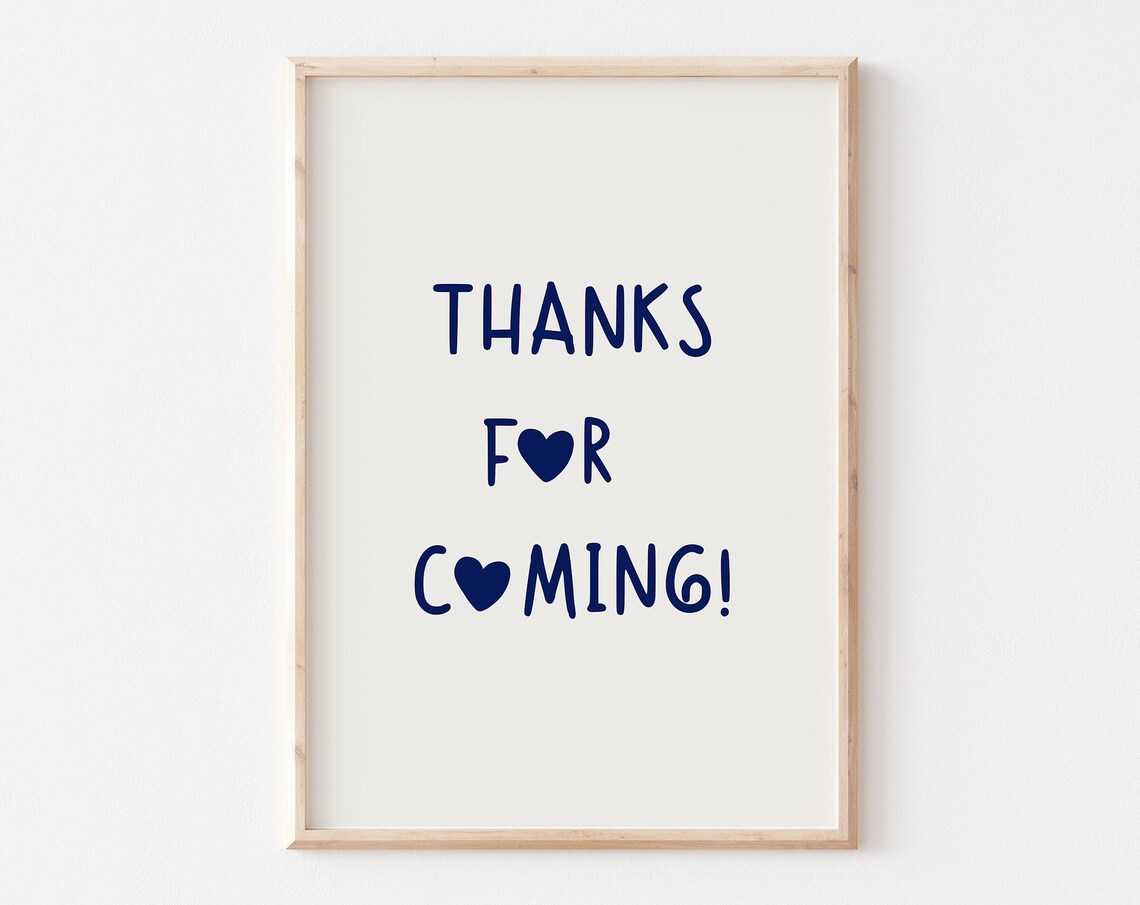Thanks for Coming Navy Blue Heart Guest Quote Kitchen Wall Poster