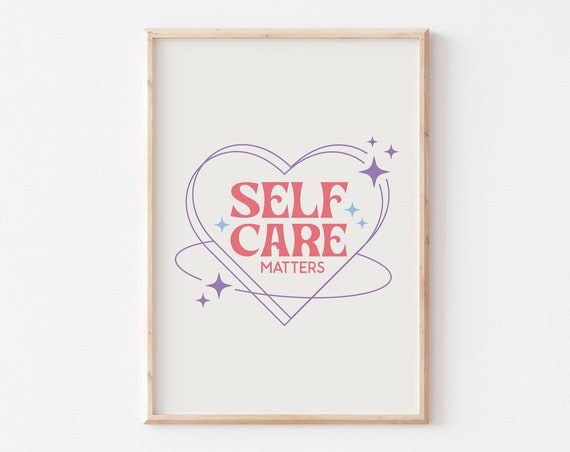 Self Love Club Print Self Care Matters Print Self Love Affirmations Print Trendy Wall Art Funky Retro Poster Girly Wall Art
