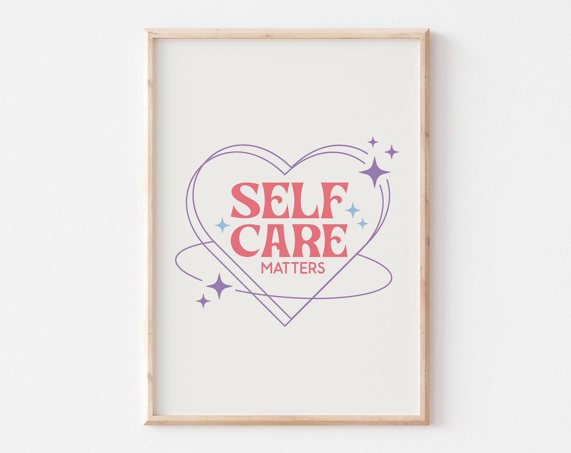 Self Care Matters Retro Heart Sparkle Self Love Quote Poster