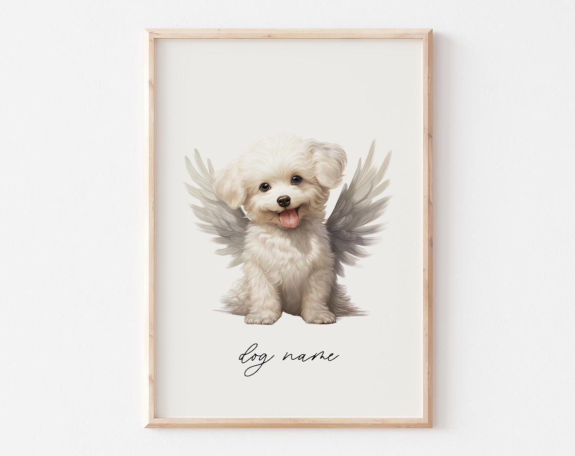 Sweet Angel Puppy with Wings Personalized Dog Memorial Gift Poster