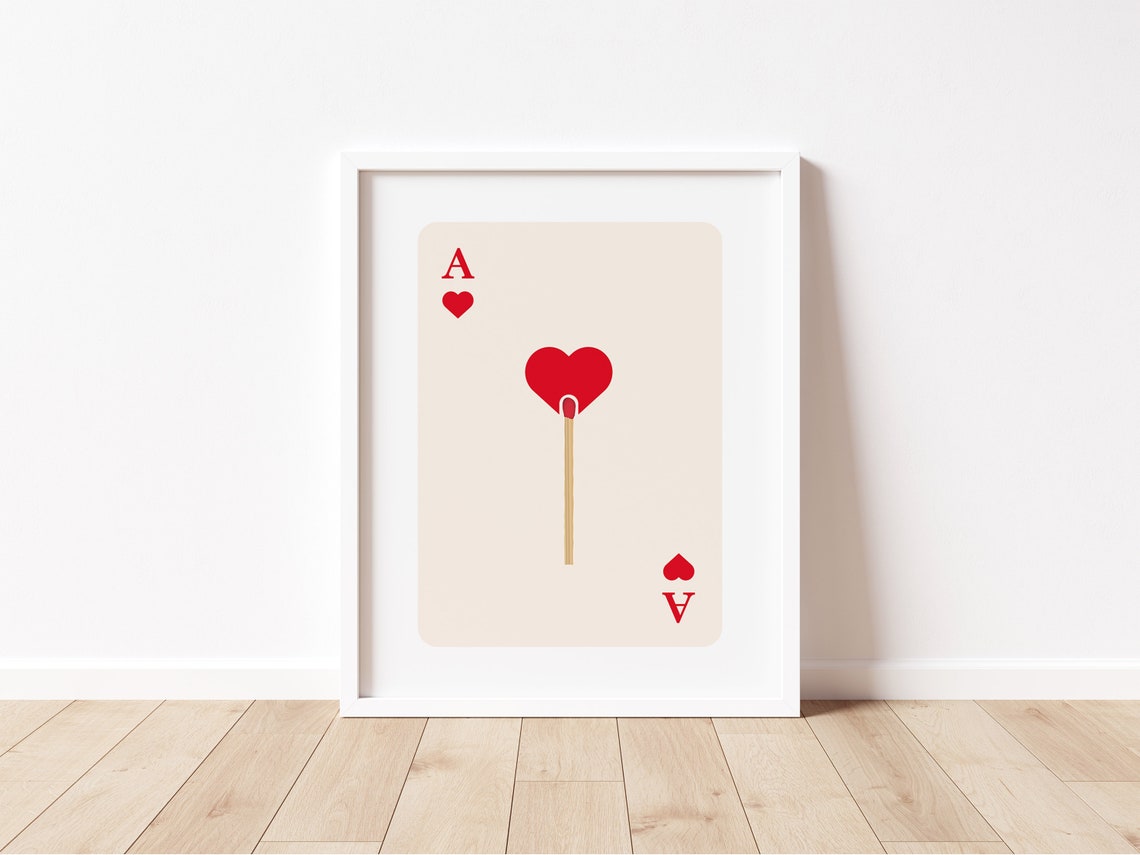 Ace of Hearts Matchstick Red Heart Funny Playing Card Art Print - Image 2