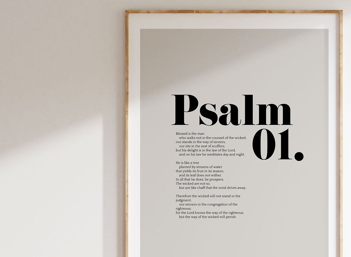 Psalm 1 Bible Verse Wall Art Minimalist Decor Christian Modern Scripture Poster Bold Typography Baptism Baby Shower Birthday Gift Idea - Image 2