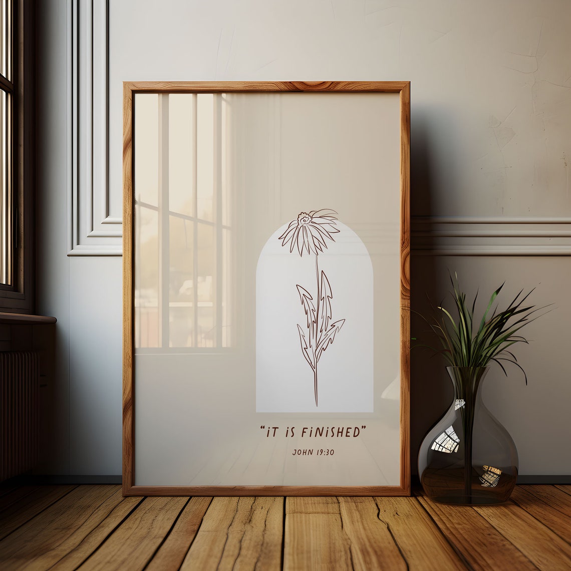 John 1930 It Is Finished Floral Christian Typography Wall Art Bible Verse Poster Jesus On The Cross Easter Artwork - Image 6