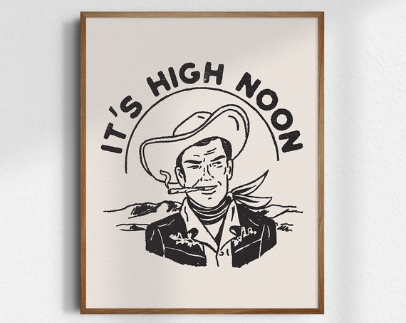 High Noon Gicle Fine Art Print Vintage Cowboy Western Wall Decor Trendy Unframed