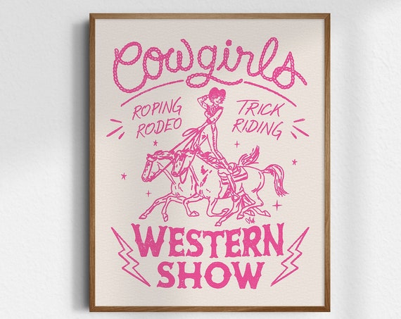 Western Show Vintage Rodeo Poster Gicle Fine Art Print Cowgirl Wall Decor Trendy Prints Unframed
