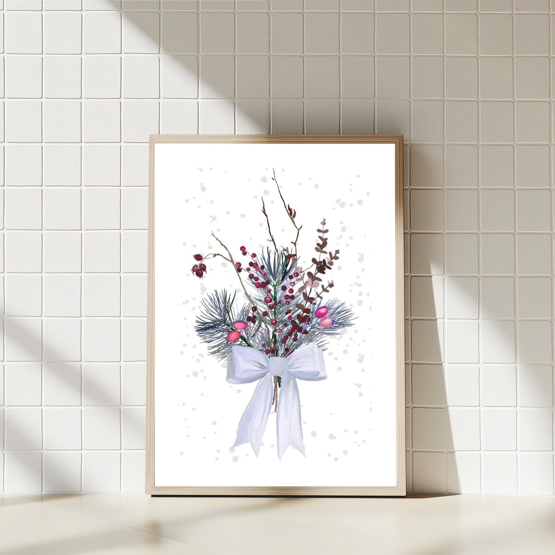 Christmas Floral Bouquet Poster, Winter Snowdrops