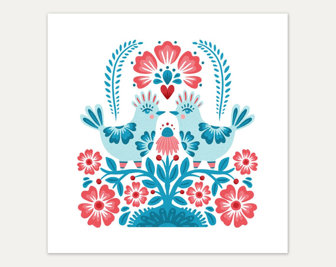 Love Birds Talavera Style Bird Art Print, Pair - Image 2