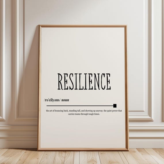 Resilience Wall Art Inspirational Office Decor Motivational Quote Teamwork Gift Mental Strength Poster