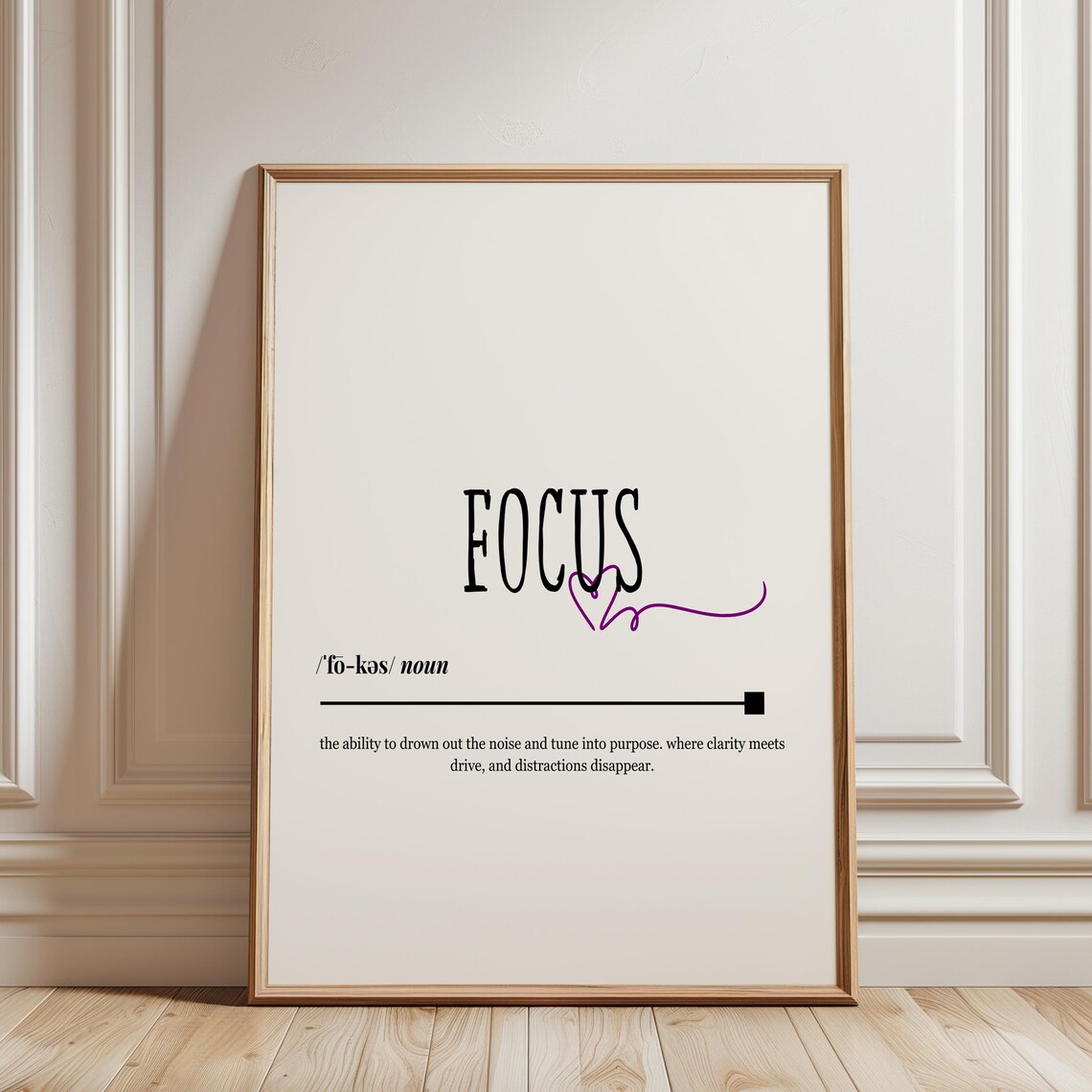 Focus Definition Productivity Quote Minimalist Office Wall Art