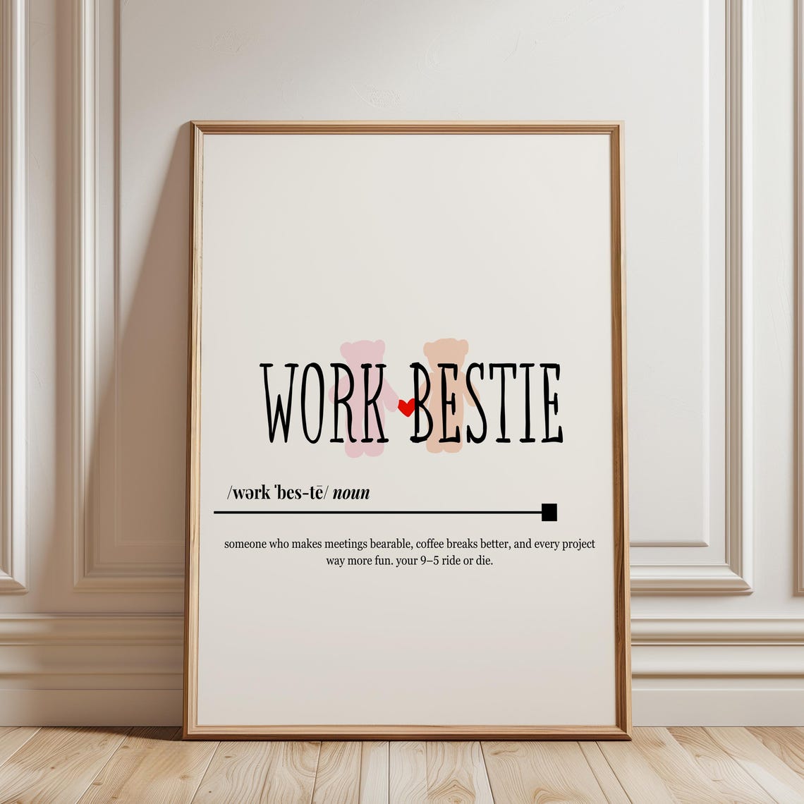 Work Bestie Definition Funny Coworker Quote Office Friend Wall Art